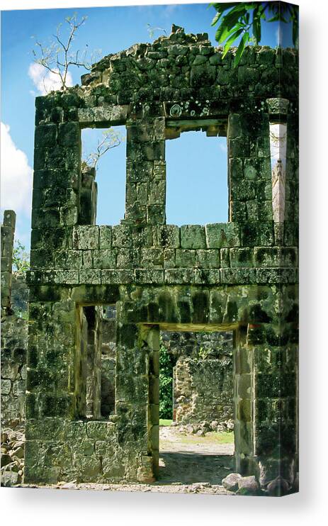 Officers' Quarters Remains Canvas Print featuring the photograph Fort Shirley Dominica by Sally Weigand