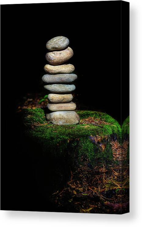 Zen Stones Canvas Print featuring the photograph From The Shadows by Marco Oliveira