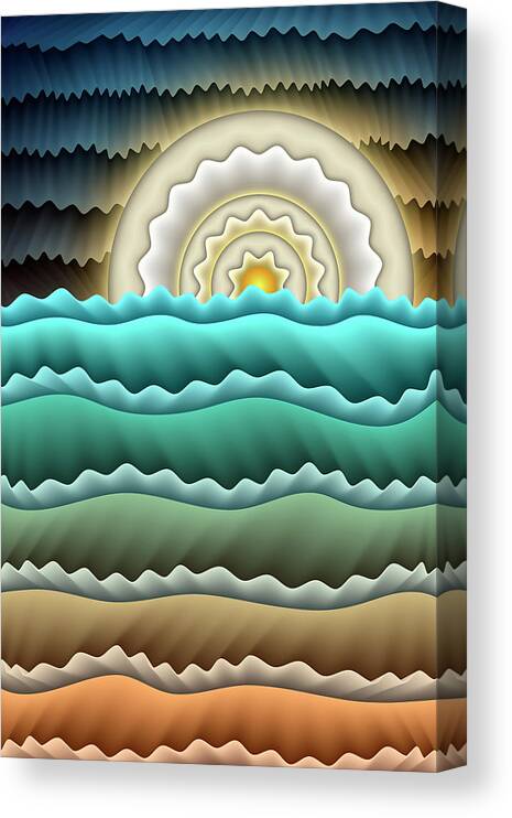 Water Weather Storms And The Sea Canvas Print featuring the digital art Full Moon by Becky Titus