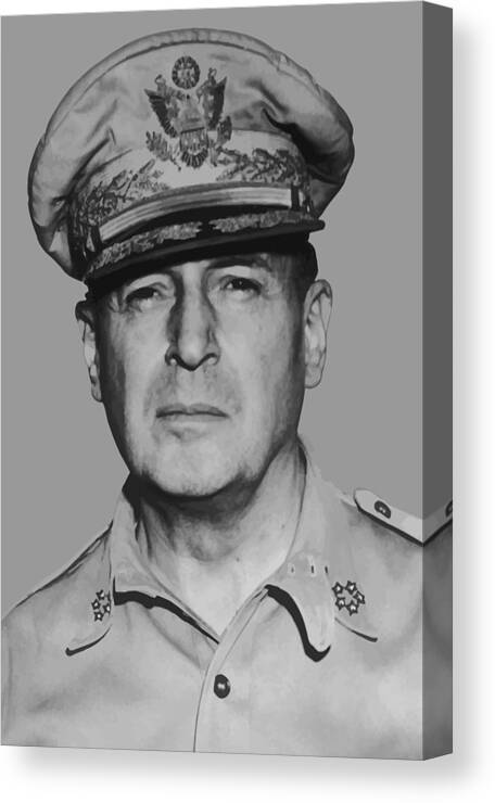 Douglas Macarthur Canvas Print featuring the painting General Douglas MacArthur by War Is Hell Store