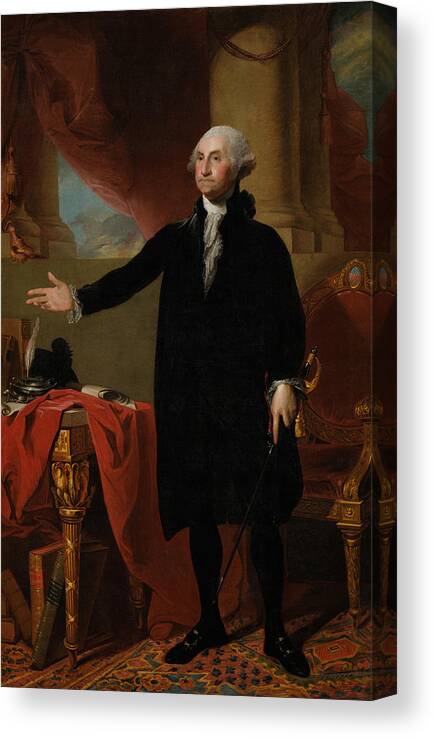George Washington Canvas Print featuring the painting George Washington Lansdowne Portrait by War Is Hell Store