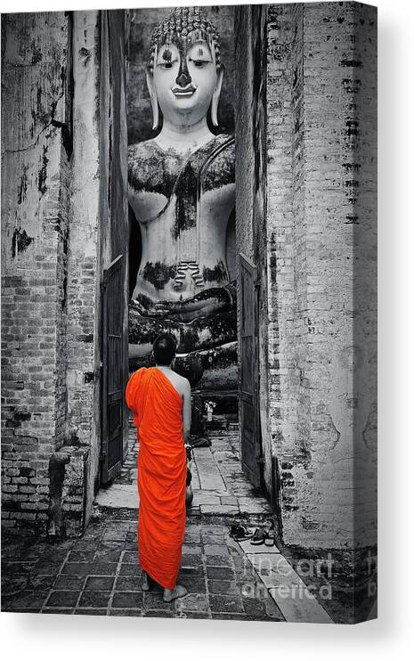 Thailand Canvas Print featuring the photograph Getting Lucky at Wat Sri Chum in Sukhothai, Thailand, Southeast Asia by Sam Antonio