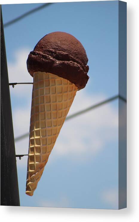 Chocolate Canvas Print featuring the photograph Giant Chocolate Ice Cream Cone by Colleen Cornelius