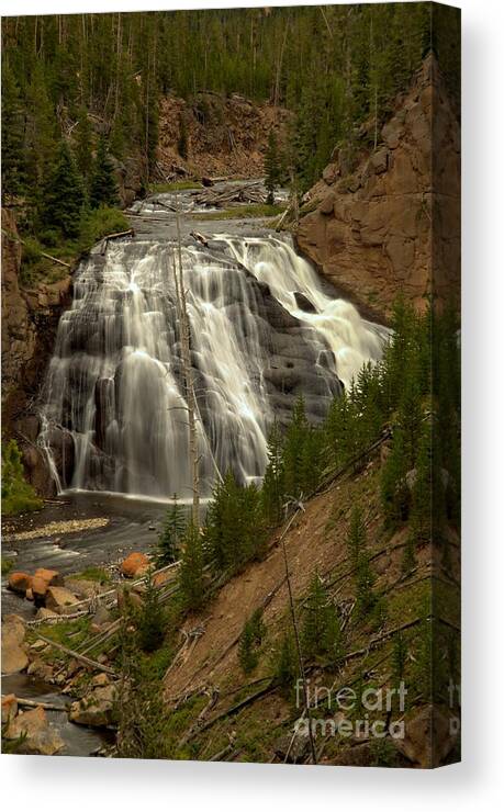 Gibbon Falls Canvas Print featuring the photograph Gibbon Falls Cascades by Adam Jewell
