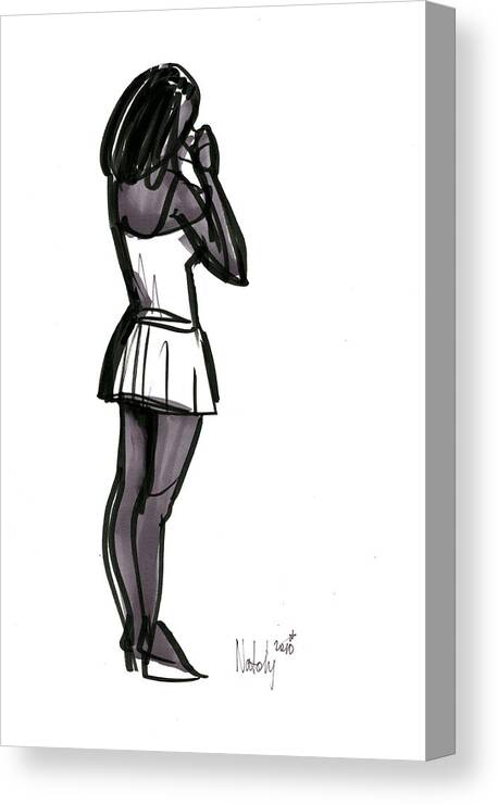 Looking-glass Canvas Print featuring the drawing Girl With A Looking-glass by Natoly Art