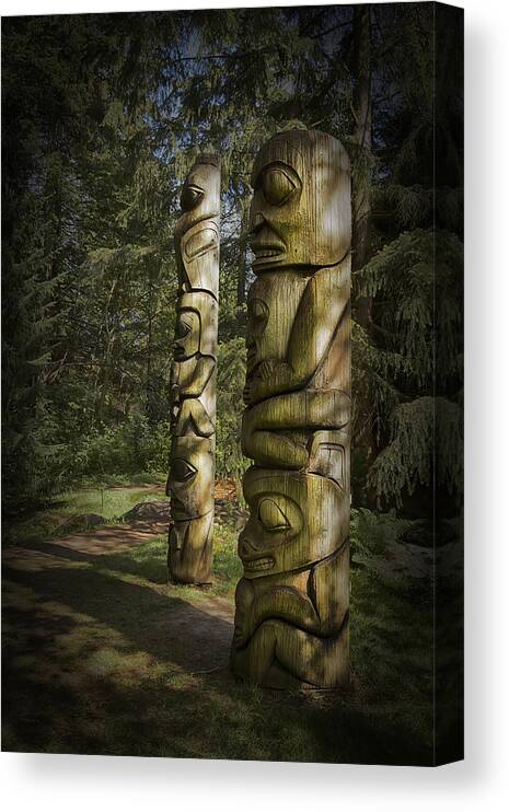  Theresa Tahara Canvas Print featuring the photograph Gitksan Totem Poles by Theresa Tahara
