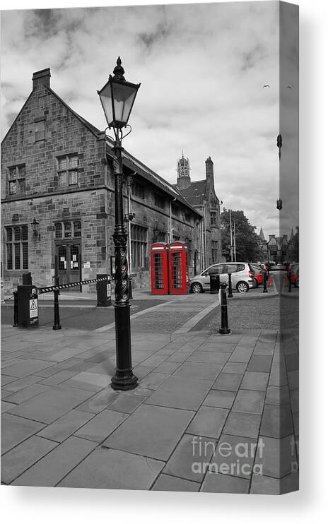 Lamppost Canvas Print featuring the photograph Glasgow University. Lamppost. by Elena Perelman