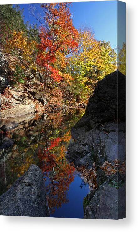Chapman Falls Canvas Print featuring the photograph Glorious Connecticut Fall Foliage by Juergen Roth