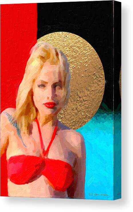 'hey Canvas Print featuring the digital art Golden Girl No. 2 by Serge Averbukh