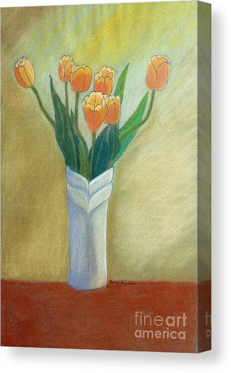 Tulips Canvas Print featuring the painting Golden Tulips by Norma Appleton