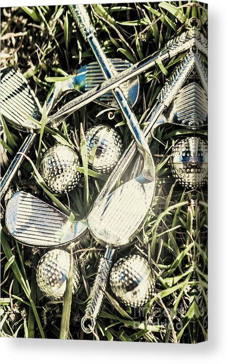 Golfclub Canvas Print featuring the photograph Golf chrome by Jorgo Photography
