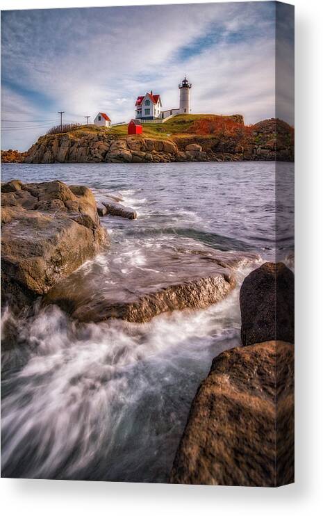 Nubble Lighthouse Canvas Print featuring the photograph Good Morning Nubble by Darren White