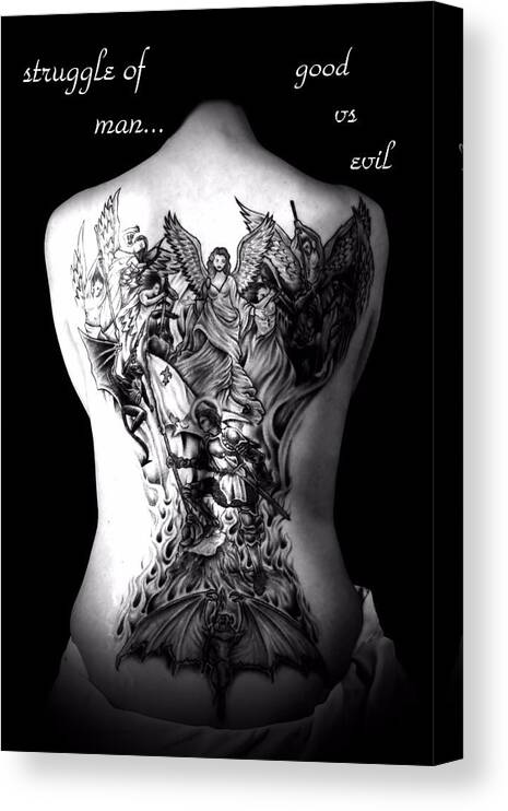 Tattoo Canvas Print featuring the photograph Good vs Evil by Bruce Gannon