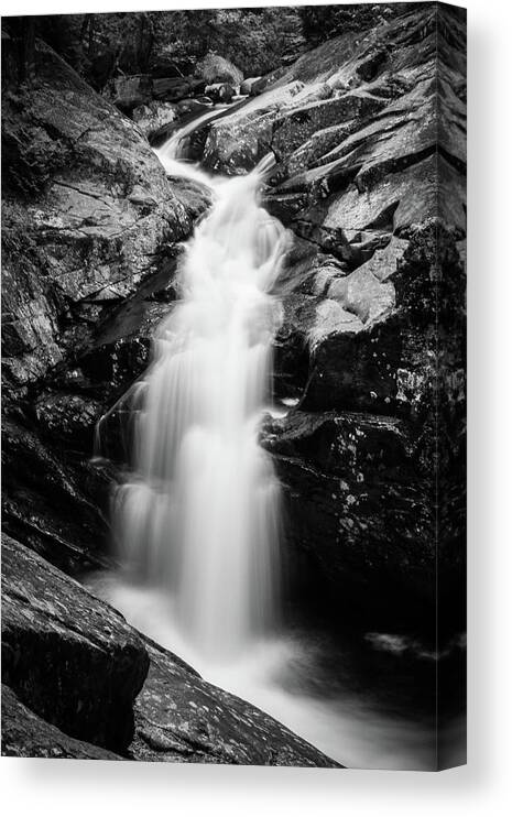 Rangeley Canvas Print featuring the photograph Gorge Waterfall in black and white by Darryl Hendricks