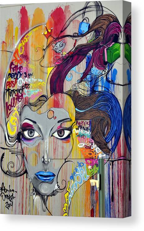 Graffiti Canvas Print featuring the digital art Graffiti woman face by Lynda Art