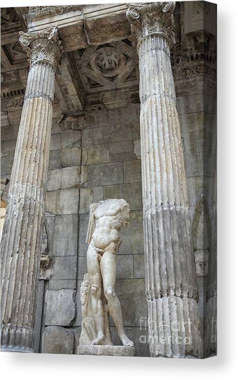 Ancient Canvas Print featuring the photograph Greek statue by Patricia Hofmeester