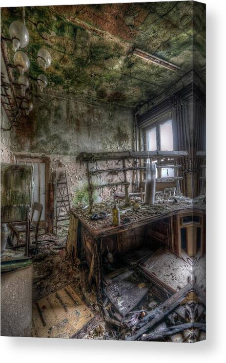 Urbex Canvas Print featuring the digital art Green lab by Nathan Wright