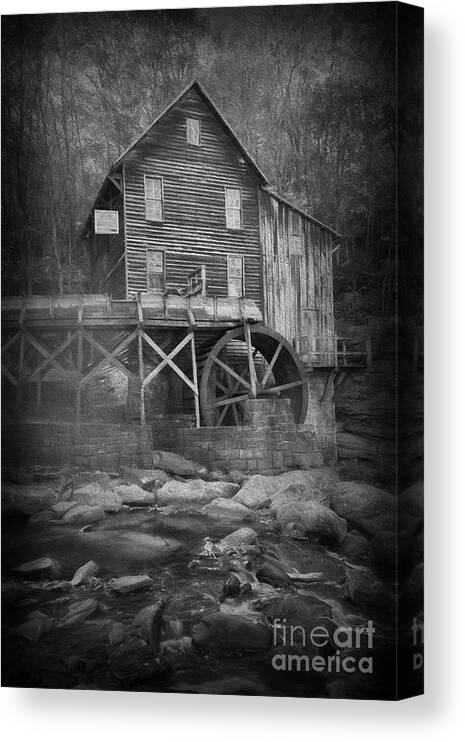 Grist Mill Canvas Print featuring the photograph Grist Mill at Babcock Park with stream by Dan Friend