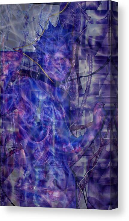 Blue Canvas Print featuring the painting Growing Dimensional Blue Aliens by Leigh Odom