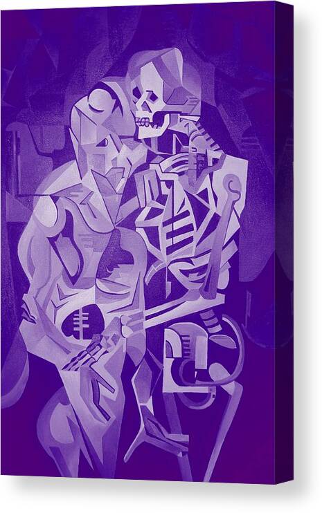 Cubism Canvas Print featuring the digital art Halloween Skeleton Welcoming The Undead by Taiche Acrylic Art