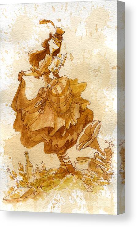 Steampunk Canvas Print featuring the painting Happiness by Brian Kesinger