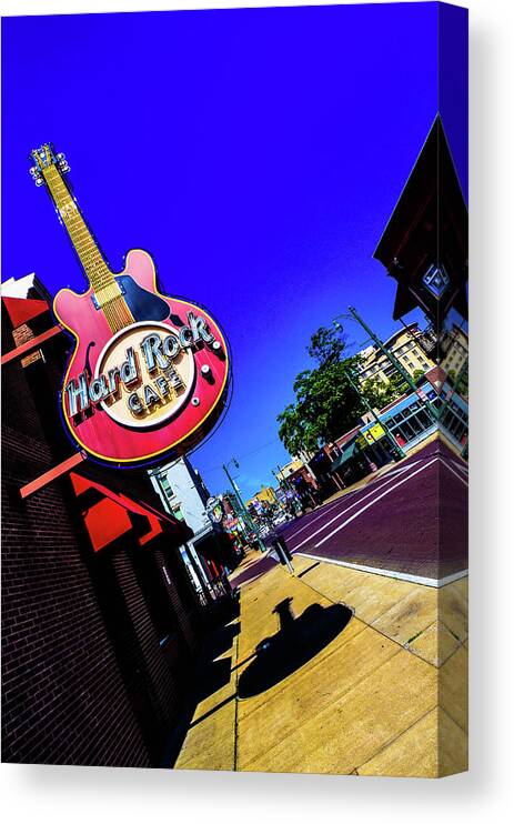 Memphis Canvas Print featuring the photograph Hard Rockin on Beale by D Justin Johns