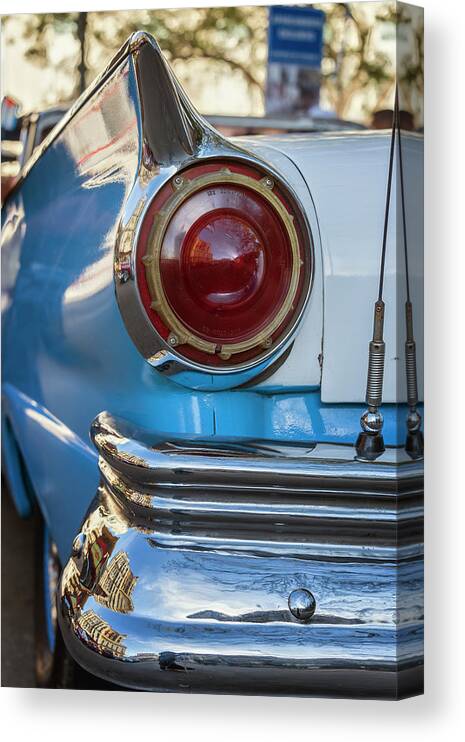 Joan Carroll Canvas Print featuring the photograph Havana Cuba Vintage Car Tail Light by Joan Carroll