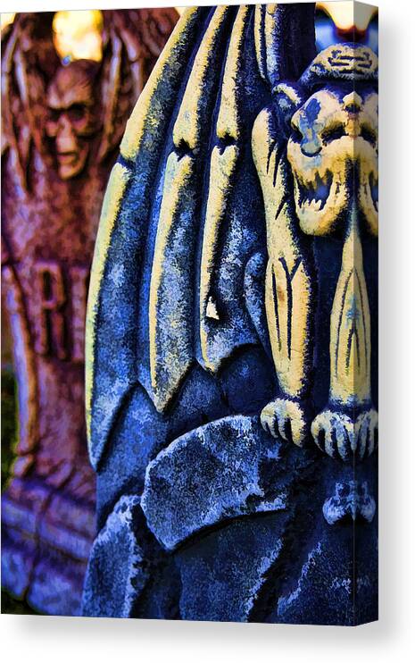 Scary Canvas Print featuring the photograph Headstones by Ricky Barnard