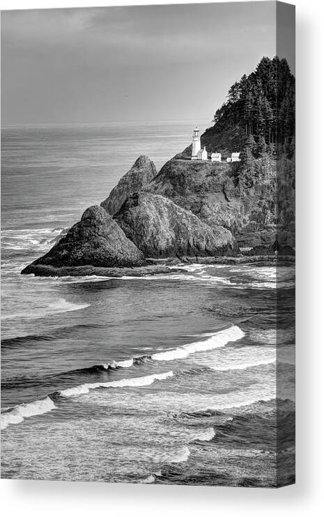 Oregon Canvas Print featuring the photograph Heceta Head Light in Black and White by Harold Rau