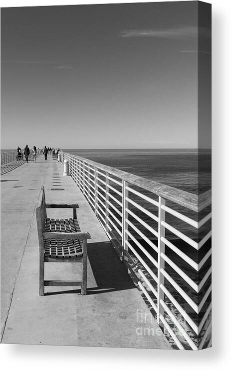 Pier Canvas Print featuring the photograph Hermosa Beach Seat by Ana V Ramirez