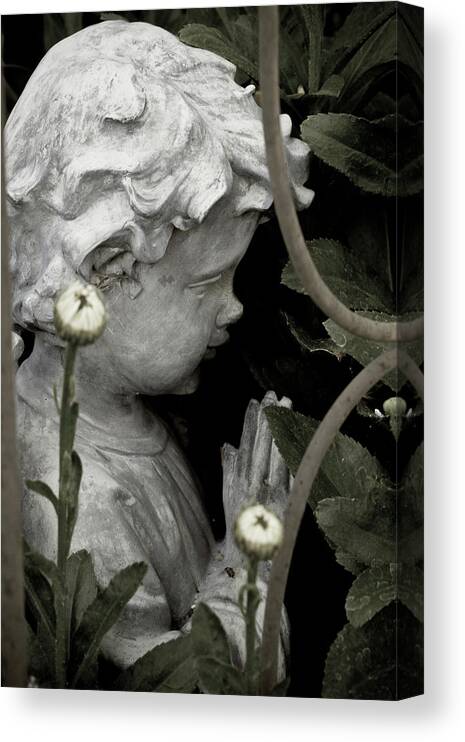 Garden Sculptures Canvas Print featuring the photograph Hiding In The Garden by Roger Mullenhour