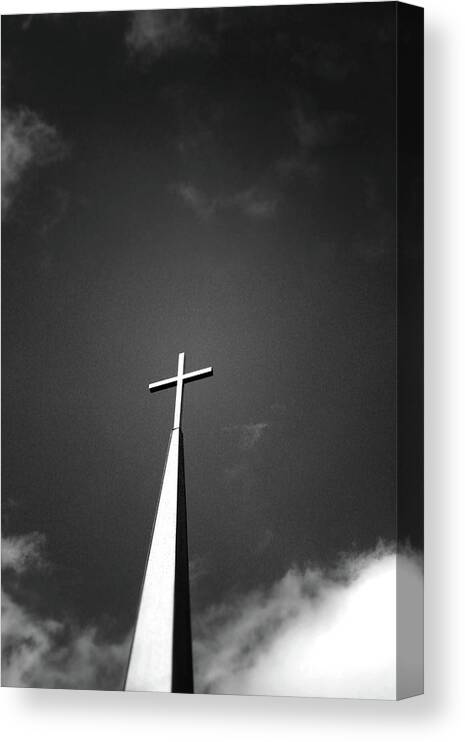 Church Canvas Print featuring the photograph Higher to Heaven - Black and White Photography by Linda Woods by Linda Woods