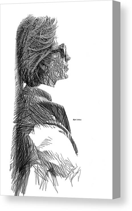 Rafael Salazar Canvas Print featuring the digital art Hillary Clinton sketch by Rafael Salazar