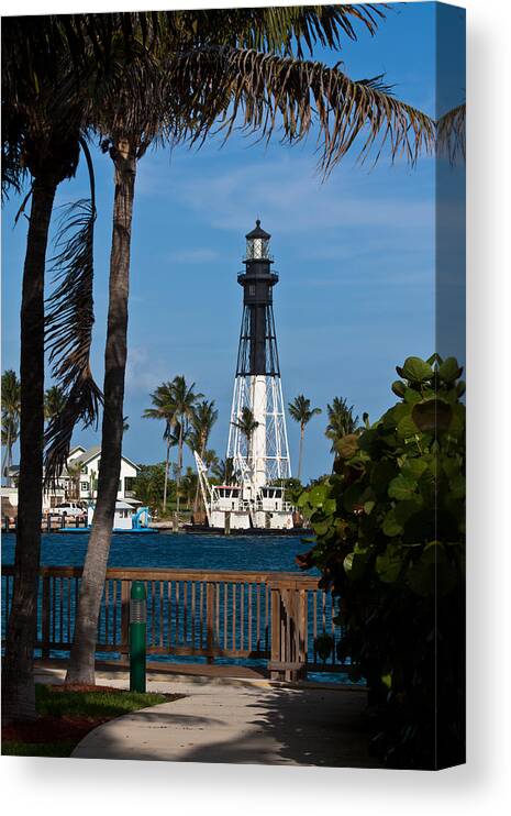Architecture Canvas Print featuring the photograph Hillsboro Inlet Lighthouse and Park by Ed Gleichman