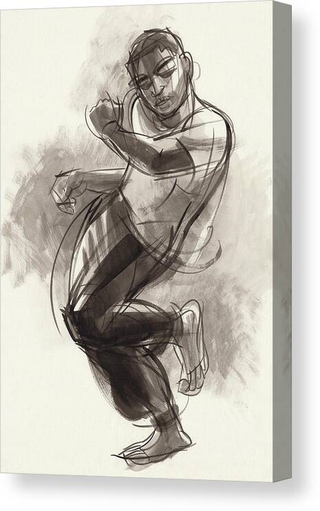 Male Dancer Canvas Print featuring the painting Hiphop Dancer 2 by Judith Kunzle
