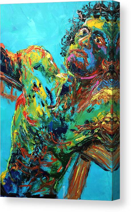 Portraits Canvas Print featuring the painting Holding On by Madeleine Shulman