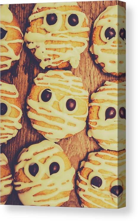 Halloween Canvas Print featuring the photograph Homemade mummy cookies by Jorgo Photography