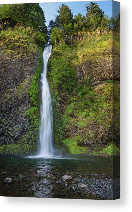 Horsetail Falls Canvas Print featuring the photograph Horsetail Falls in Spring by Greg Nyquist