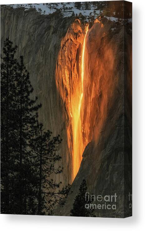 Horsetail Falls Canvas Print featuring the photograph Horsetail Falls in Yosemite National Park by Tibor Vari