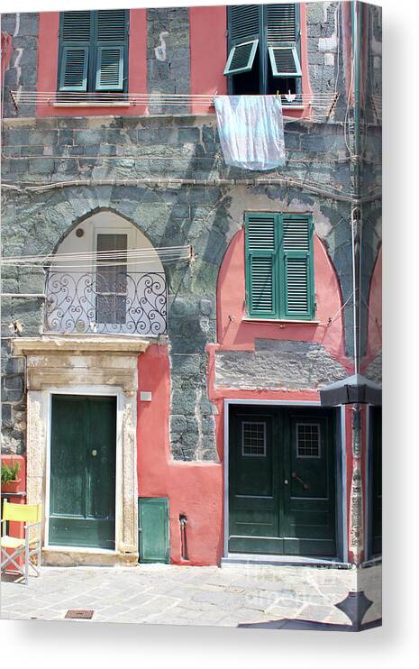 Vernazza Canvas Print featuring the photograph House in Vernazza in Cinque Terre Italy by Adam Long