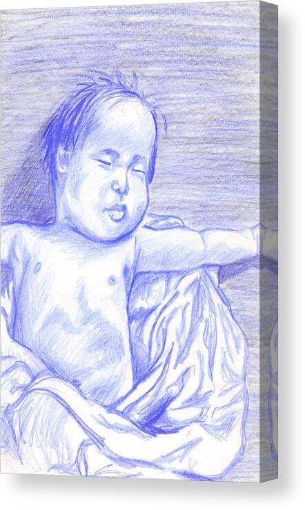 Baby Canvas Print featuring the drawing Hush Little Baby by Jean Haynes