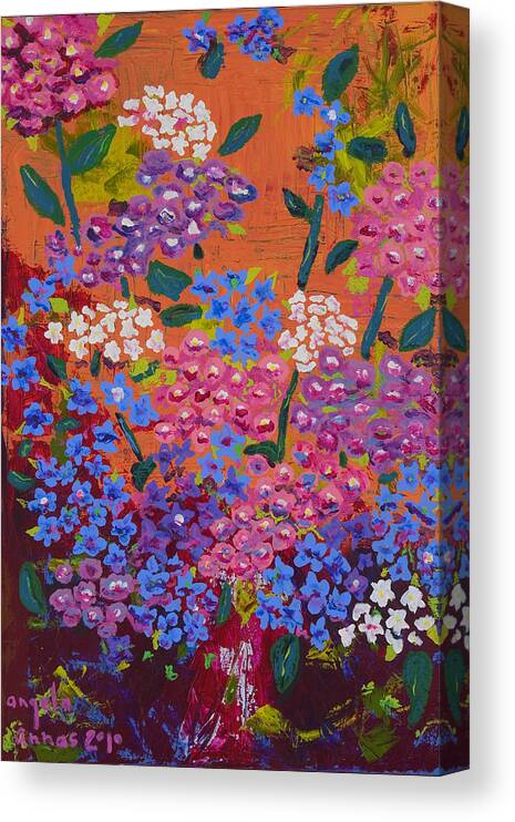 Flowers Canvas Print featuring the painting Hydrangea Collage by Angela Annas