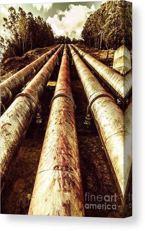 Hydroelectric Canvas Print featuring the photograph Hydroelectric pipeline by Jorgo Photography