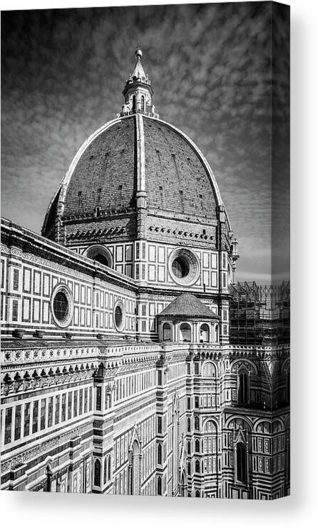 Joan Carroll Canvas Print featuring the photograph Il Duomo Florence Italy BW by Joan Carroll