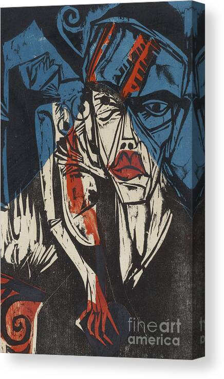 Kirchner Canvas Print featuring the painting Illustration for Peter Schlemihl by Adalbert von Chamisso, 1915 by Ernst Ludwig Kirchner