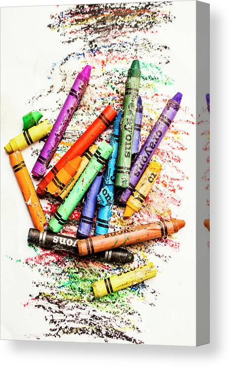Crayon Canvas Print featuring the photograph In colours of broken crayons by Jorgo Photography