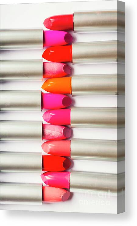 Modern Canvas Print featuring the photograph Inline cosmetic product line by Jorgo Photography