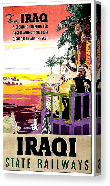Iraq Canvas Print featuring the painting Iraq tour by state railway by Long Shot