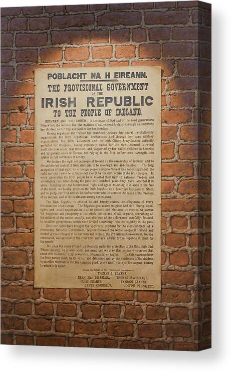 Ireland Canvas Print featuring the painting Irish Republic 1916 Proclamation of Independence by Brian McCarthy