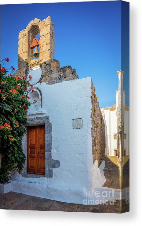 Aegean Sea Canvas Print featuring the photograph Island Chapel by Inge Johnsson